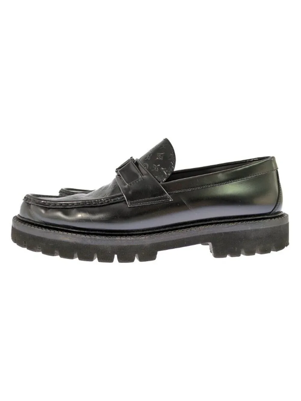 Louis Vuitton Monogram Measure Line Loafers Shoes 7 Black